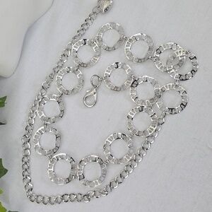 Silver Chain Belt Geometric Open Circle Link